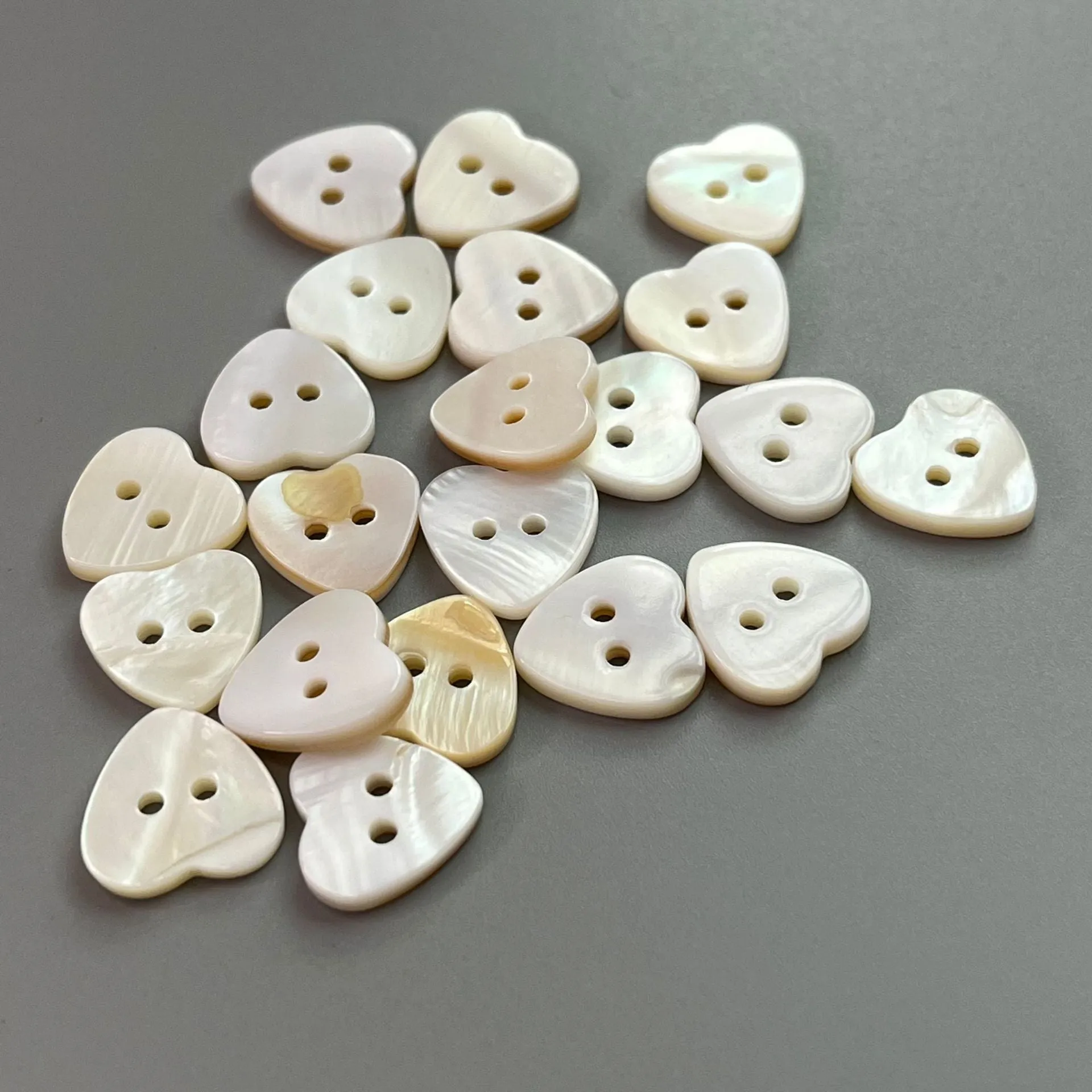 10/18/22mm Pure White Heart Shaped Shell Buttons 30 Pack