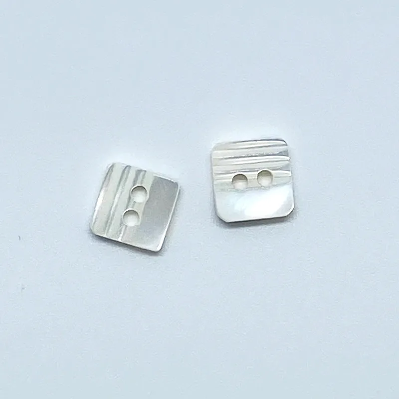 11.5mm Square Two-Hole Natural Conch Shell Buttons 12pcs