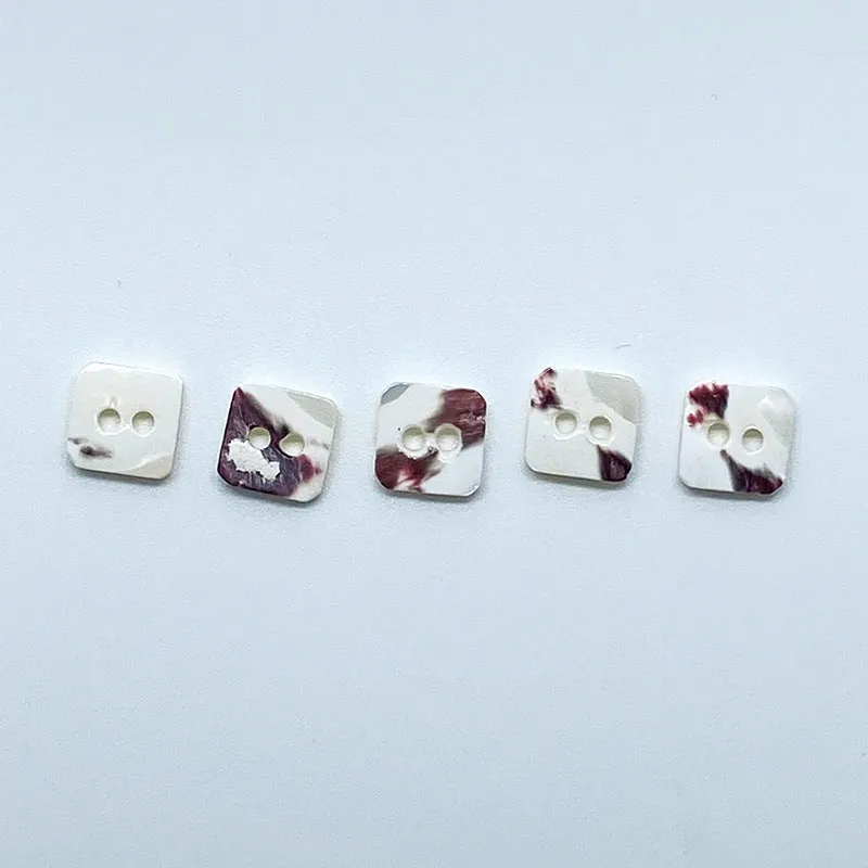 11.5mm Square Two-Hole Natural Conch Shell Buttons 12pcs