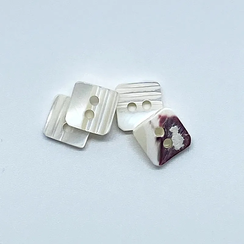 11.5mm Square Two-Hole Natural Conch Shell Buttons 12pcs