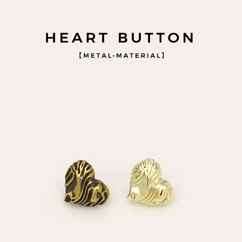 11mm Antique Gold Heart Metal Buttons 30PCS