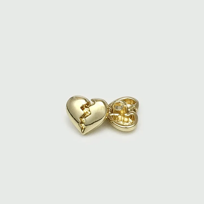 11mm Gold & Silver Heart-Shaped Metal Shirt Buttons with Shank 30pcs