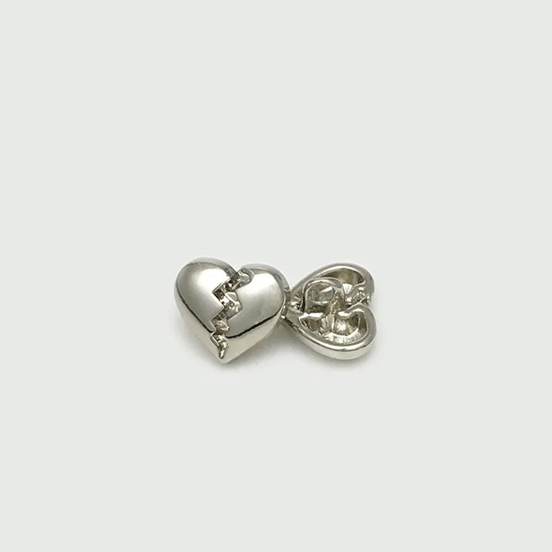 11mm Gold & Silver Heart-Shaped Metal Shirt Buttons with Shank 30pcs