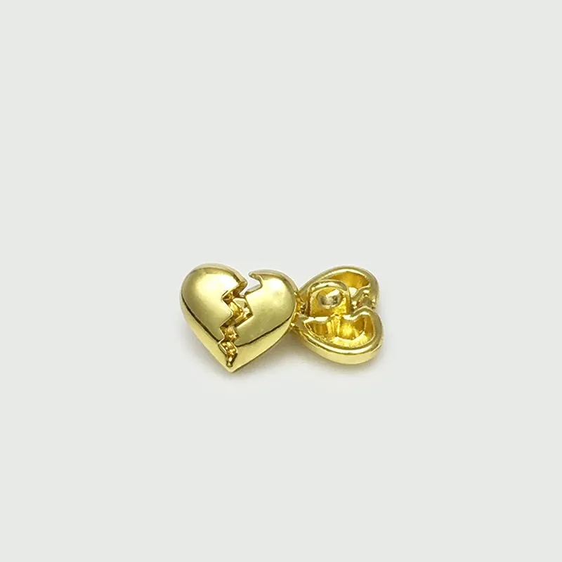 11mm Gold & Silver Heart-Shaped Metal Shirt Buttons with Shank 30pcs
