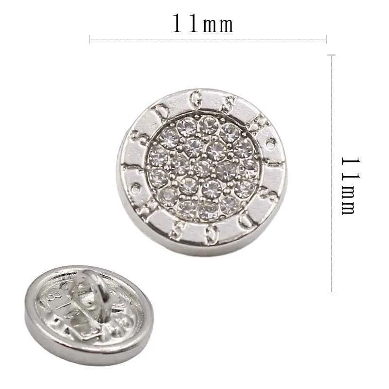 11MM Gold Silver Round Square Alloy Rhinestone Shirt Buttons 20PCS