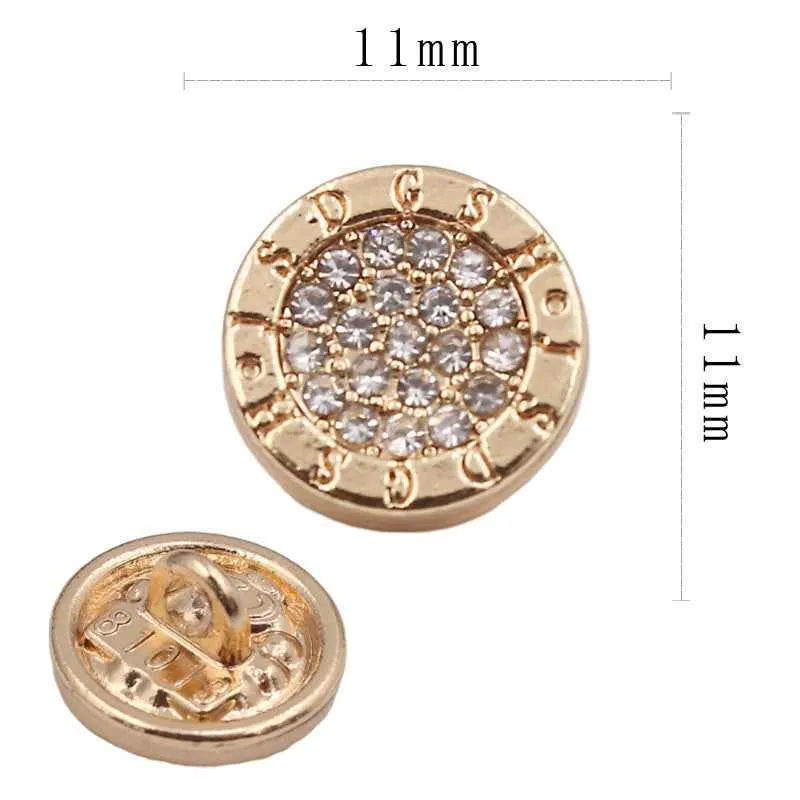 11MM Gold Silver Round Square Alloy Rhinestone Shirt Buttons 20PCS