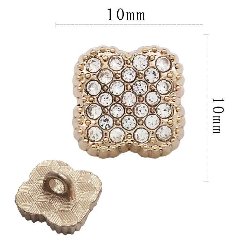 11MM Gold Silver Round Square Alloy Rhinestone Shirt Buttons 20PCS