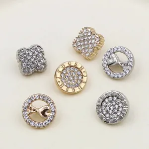 11MM Gold Silver Round Square Alloy Rhinestone Shirt Buttons 20PCS