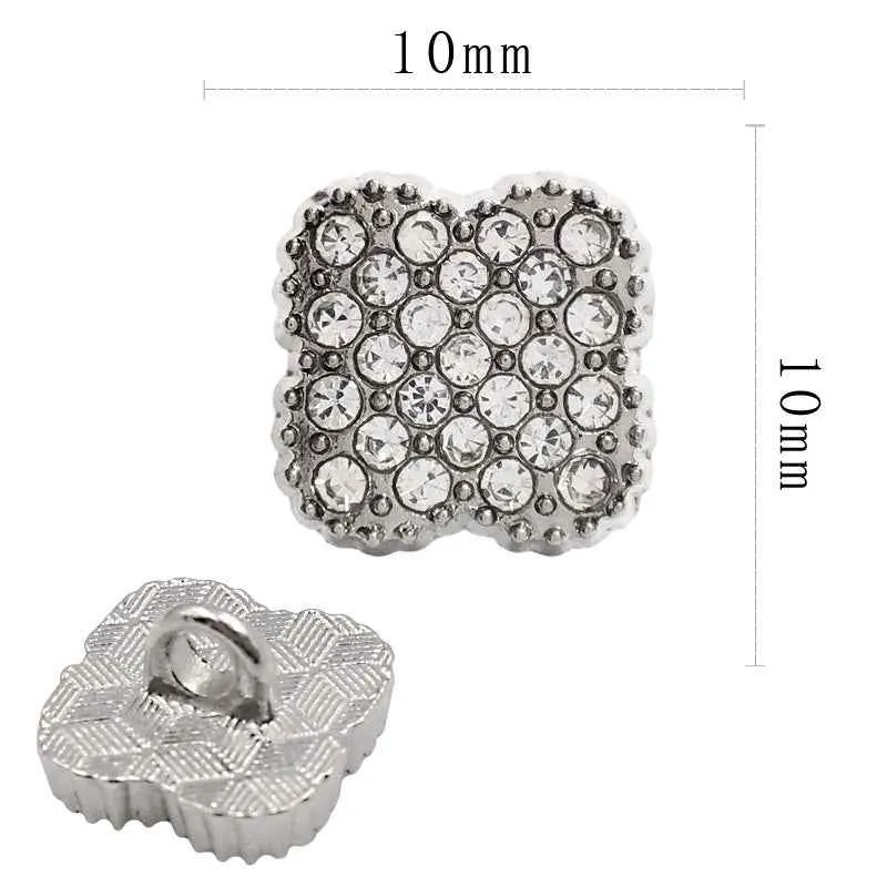 11MM Gold Silver Round Square Alloy Rhinestone Shirt Buttons 20PCS