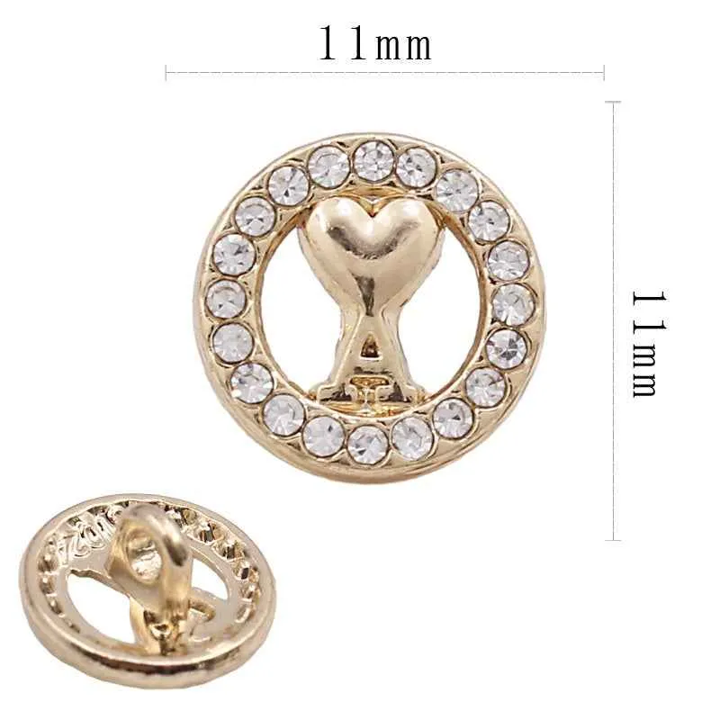 11MM Gold Silver Round Square Alloy Rhinestone Shirt Buttons 20PCS