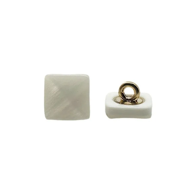 11mm White Square Pyramid Resin Alloy Shank Buttons for Shirts Chiffon Skirts 40pcs