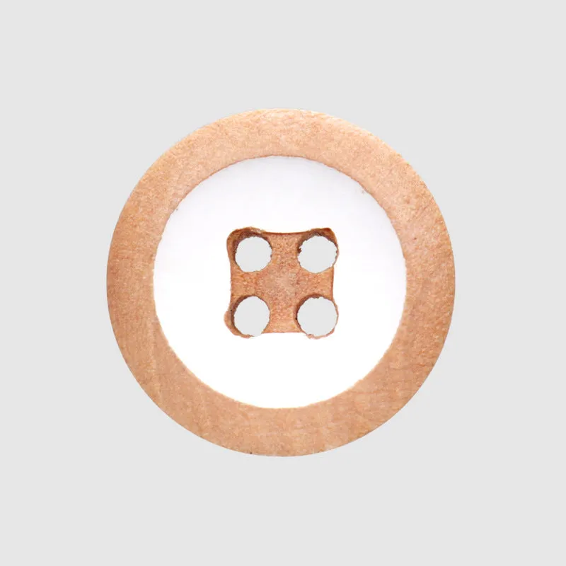12.5mm Round 4 Hole Poplar Wooden Buttons with Yellow & White Paint 70pcs