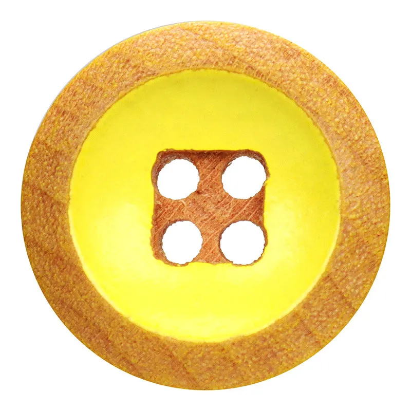 12.5mm Round 4 Hole Poplar Wooden Buttons with Yellow & White Paint 70pcs