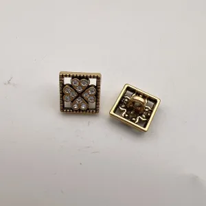 12.5mm Vintage Square Colored Diamond Metal Shirt Buttons 50 Pack