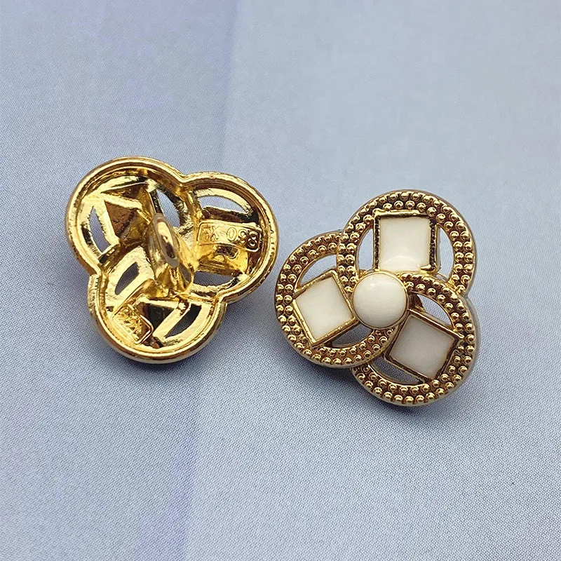 14mm Clover-Shaped Flower Metal Shank Shirt Buttons 20pcs