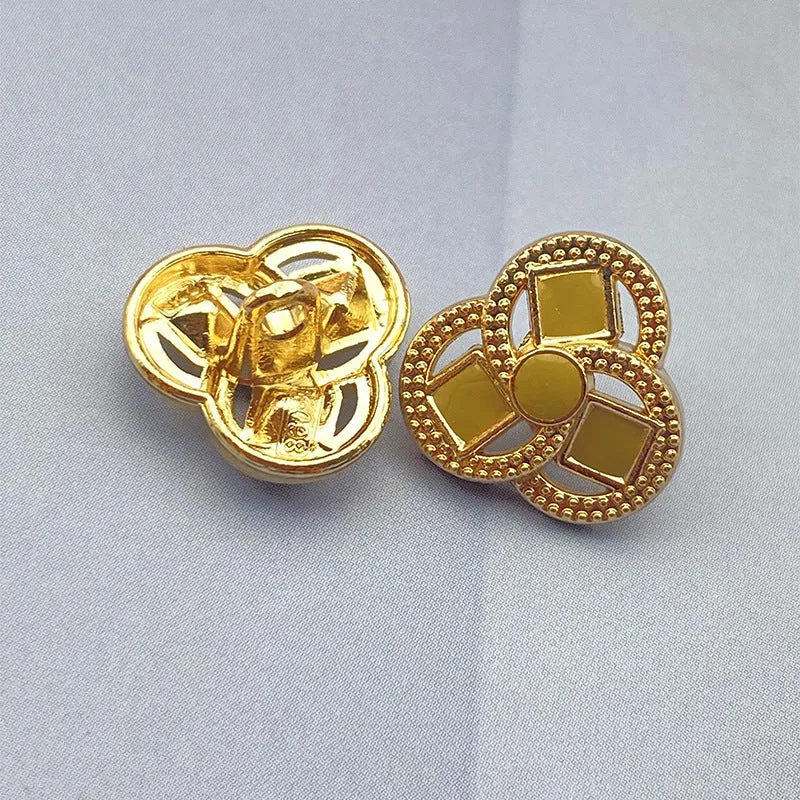 14mm Clover-Shaped Flower Metal Shank Shirt Buttons 20pcs