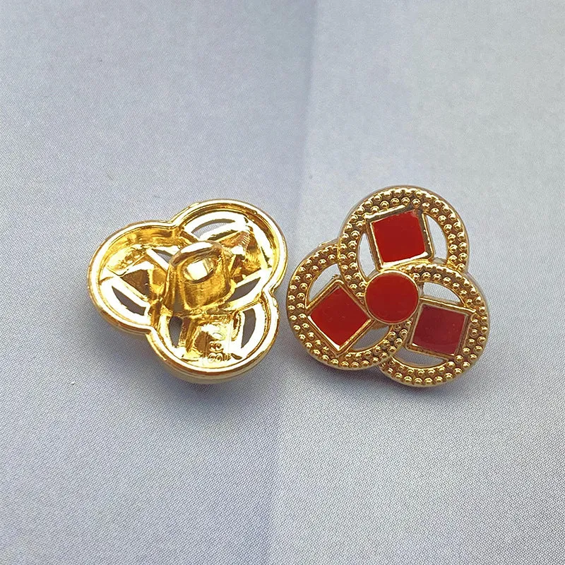 14mm Clover-Shaped Flower Metal Shank Shirt Buttons 20pcs