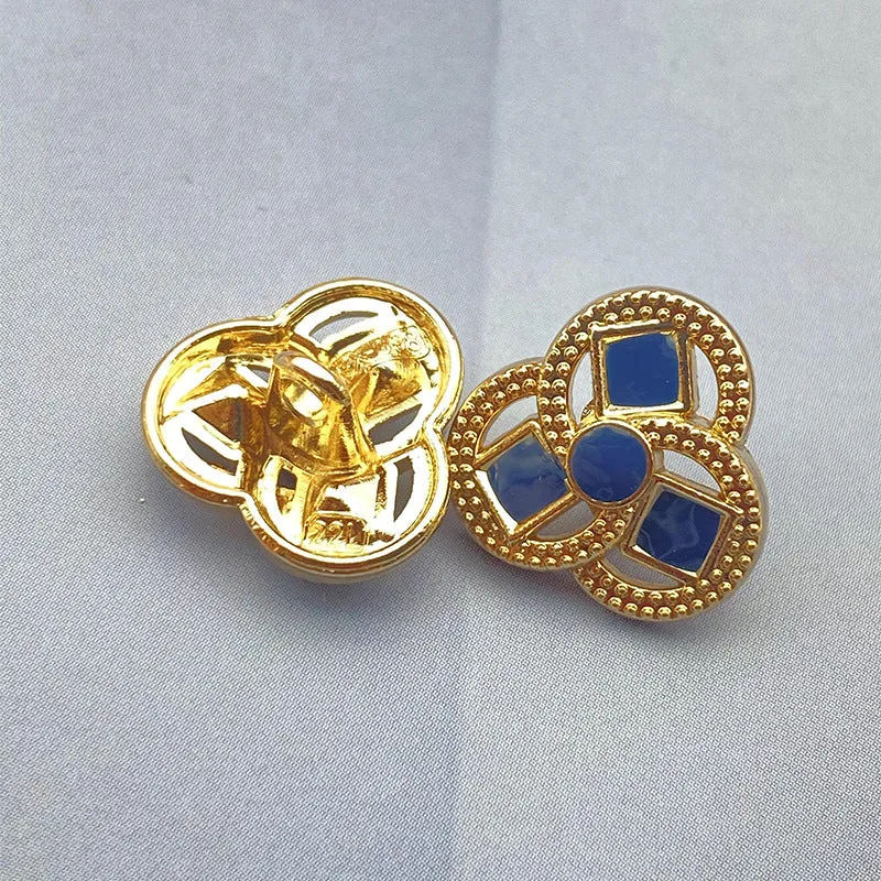14mm Clover-Shaped Flower Metal Shank Shirt Buttons 20pcs