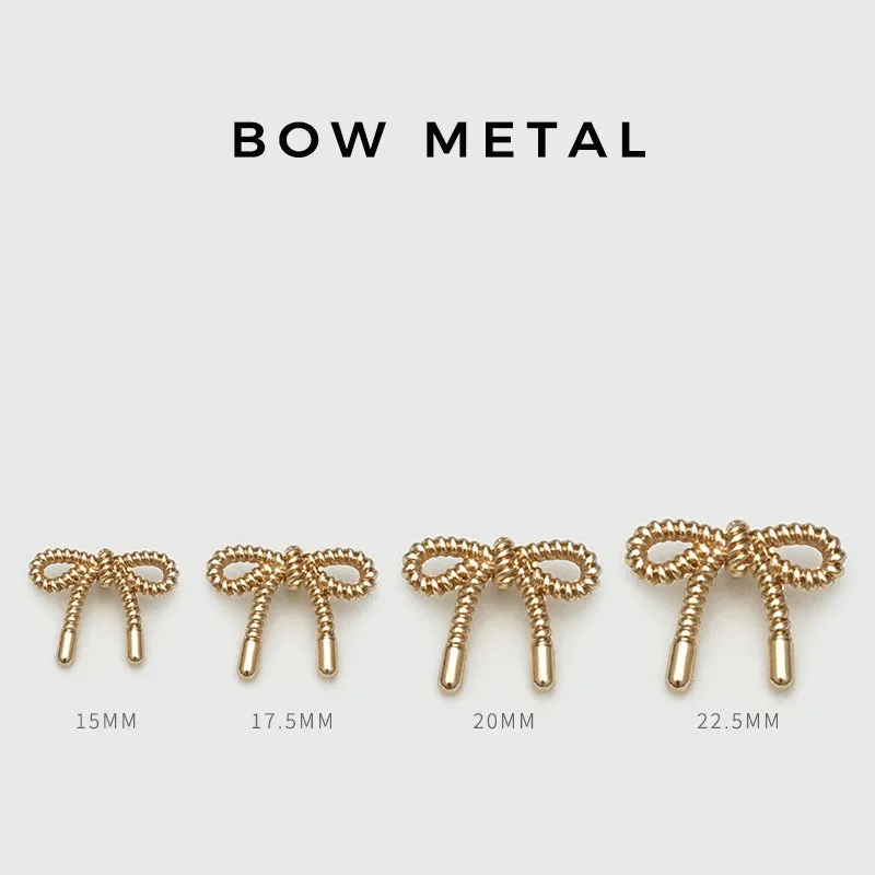 15-22.5mm Gold & Silver 3D Hollow Bow Metal Buttons 20pcs