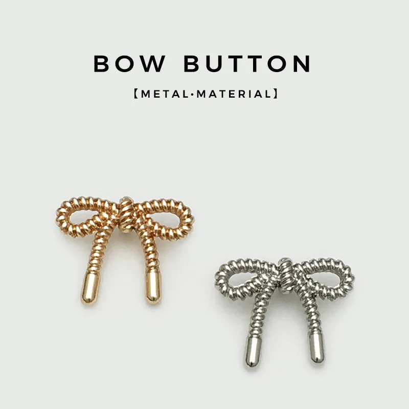 15-22.5mm Gold & Silver 3D Hollow Bow Metal Buttons 20pcs