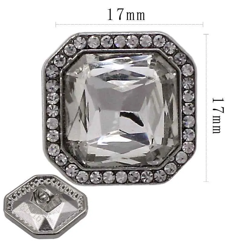 17mm Square Hexagon Crystal Metal Alloy Hand-Sewn Buttons 20pcs