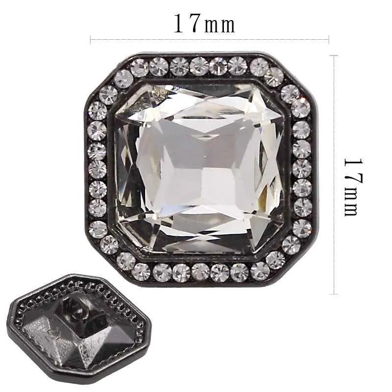 17mm Square Hexagon Crystal Metal Alloy Hand-Sewn Buttons 20pcs