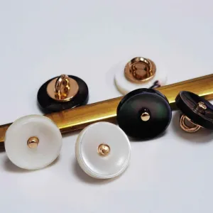 18L Black Ivory Mother of Pearl Shell Buttons Metal Shank 100 Pack