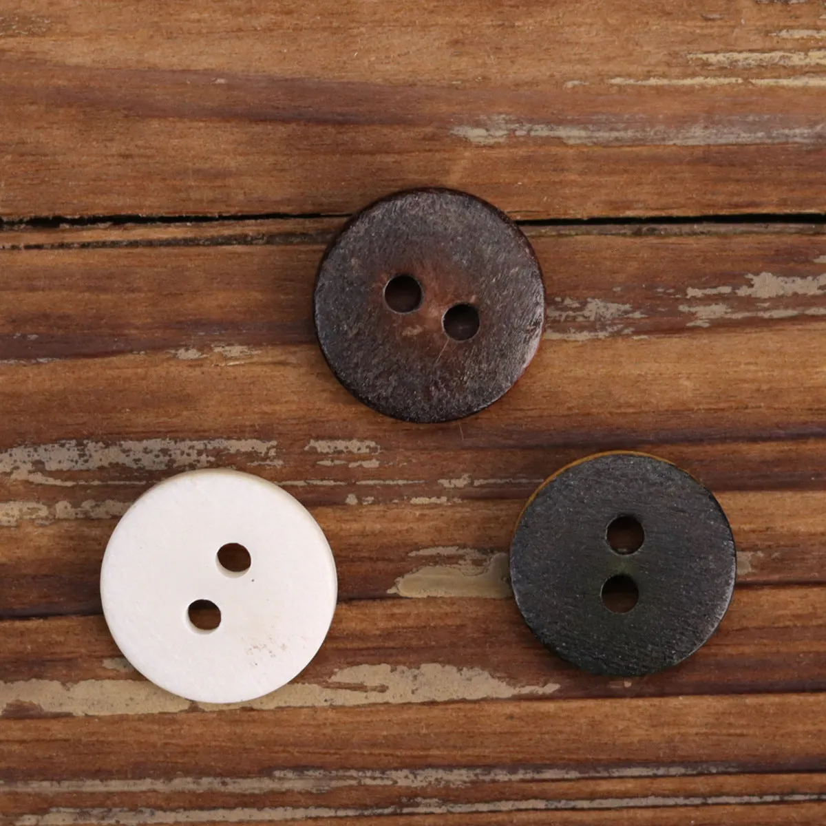 18L Retro White Green Brown Genuine Bovine Bone Shirt Buttons 12pcs