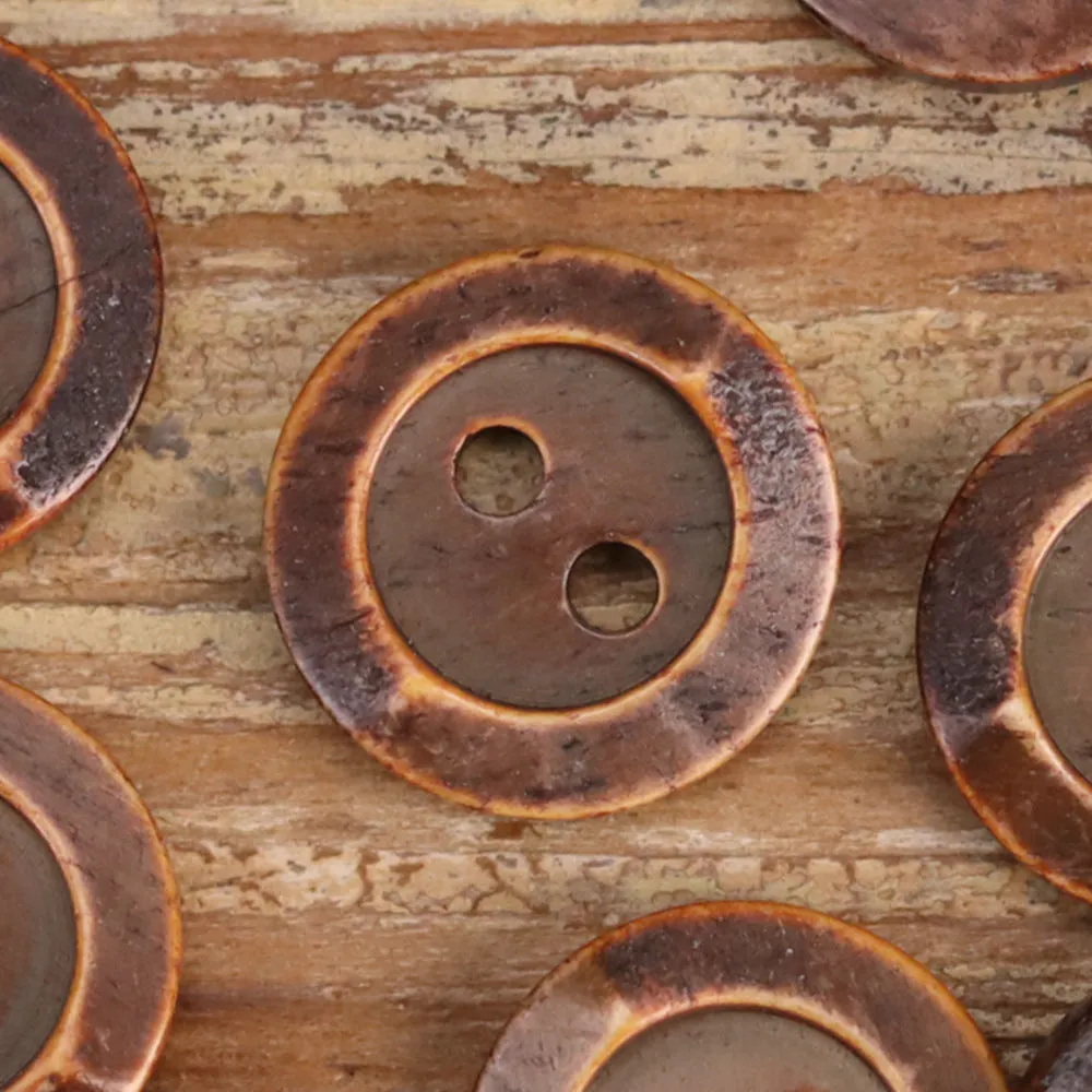 18L Retro White Green Brown Genuine Bovine Bone Shirt Buttons 12pcs