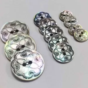 18L/24L/36L Black Pattern Mother of Pearl 2-Hole Shell Buttons 99 Pack