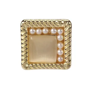 18mm Golden Square Metal Pearl Button 4pcs