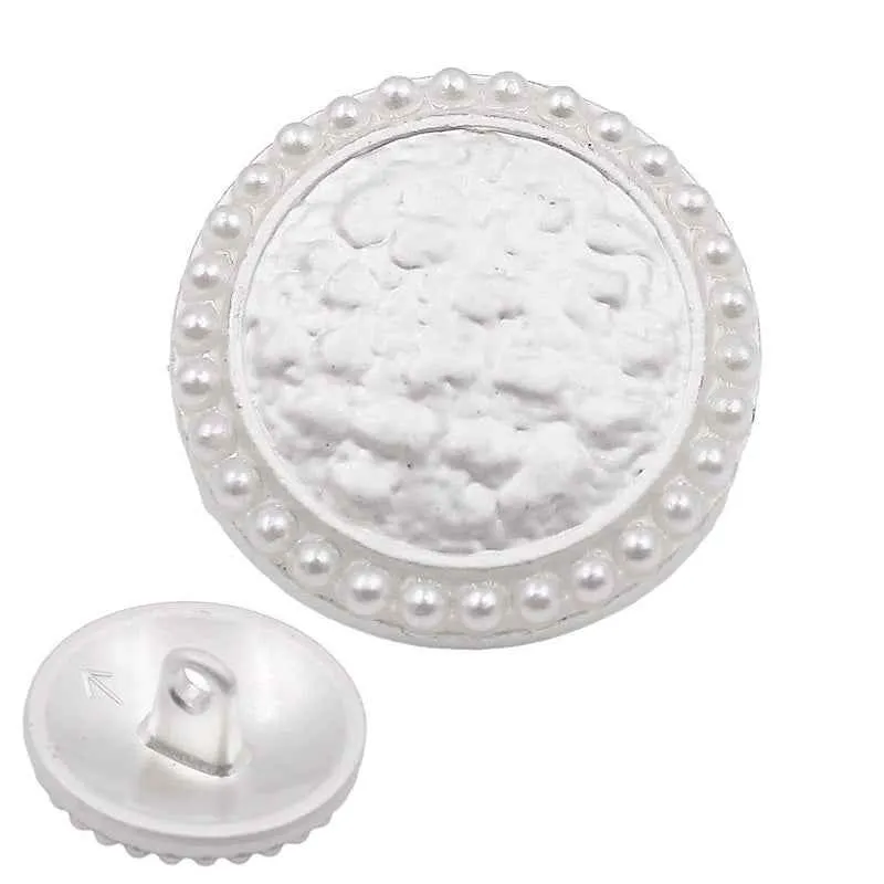 18mm/22mm Mist Silver Round Pearl-Trimmed Metal Shank Buttons 12pcs