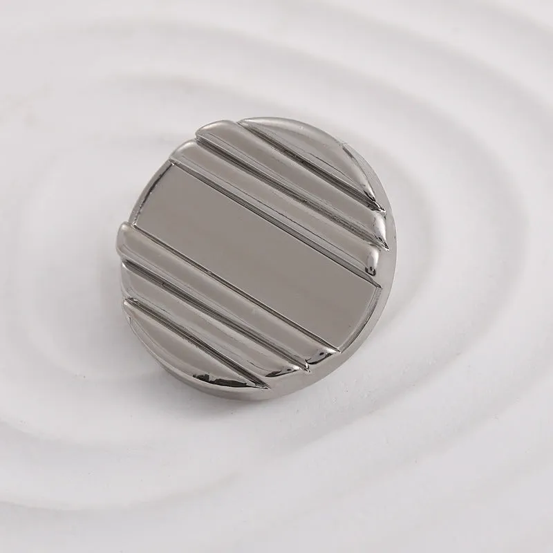 20mm Silver Horizontal Stripes Metal Shank Button 12pcs
