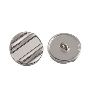 20mm Silver Horizontal Stripes Metal Shank Button 12pcs