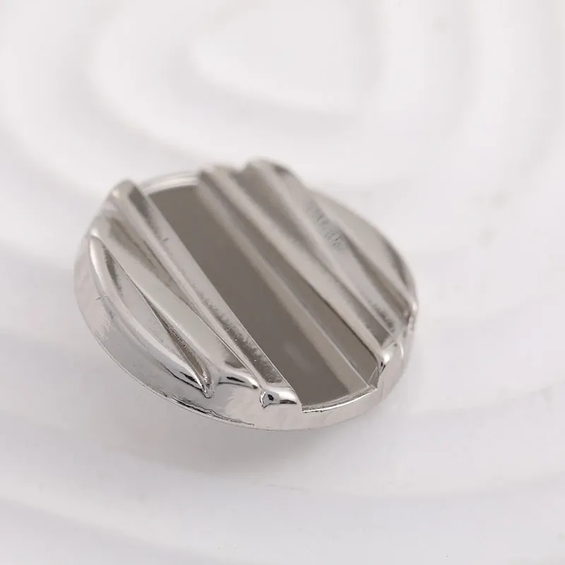 20mm Silver Horizontal Stripes Metal Shank Button 12pcs