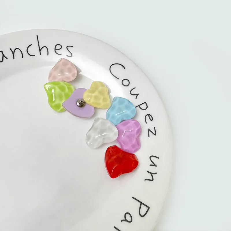 21mm Water-Ripple Textured 3D Heart Resin Buttons with Metal Bases 48 Pack