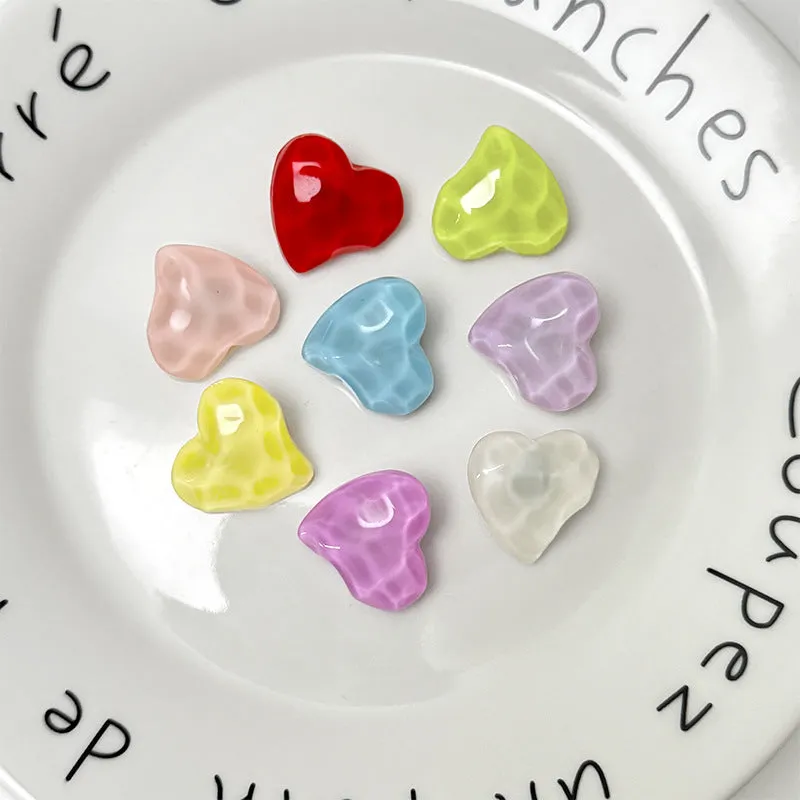 21mm Water-Ripple Textured 3D Heart Resin Buttons with Metal Bases 48 Pack