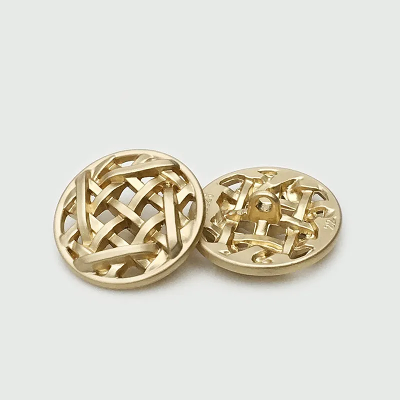 25mm Round Woven Mesh Hollow Metal Hand-Sewing Buttons 20pcs