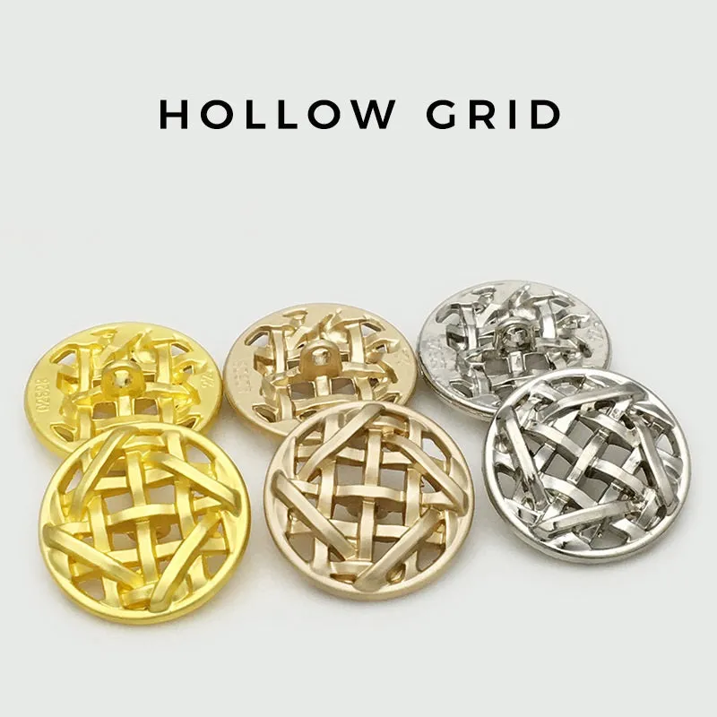 25mm Round Woven Mesh Hollow Metal Hand-Sewing Buttons 20pcs