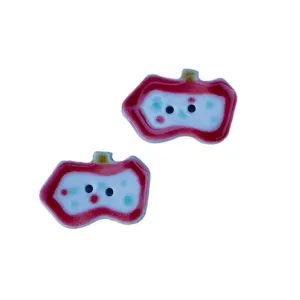 30mm Red Apple Handmade Ceramic DIY Buttons 5pcs