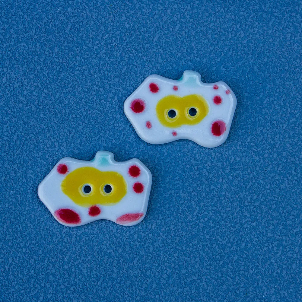 30mm Red Apple Handmade Ceramic DIY Buttons 5pcs