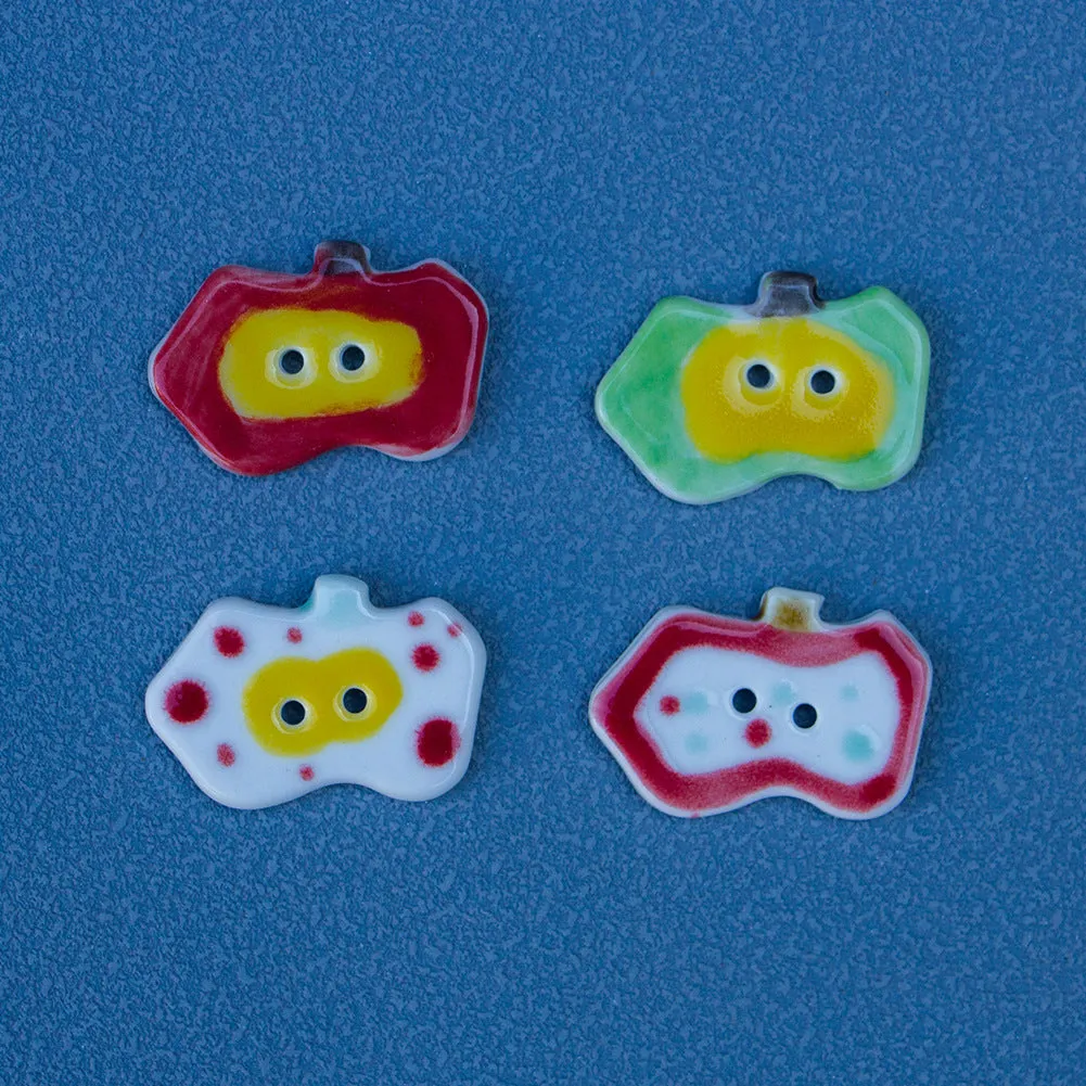 30mm Red Apple Handmade Ceramic DIY Buttons 5pcs