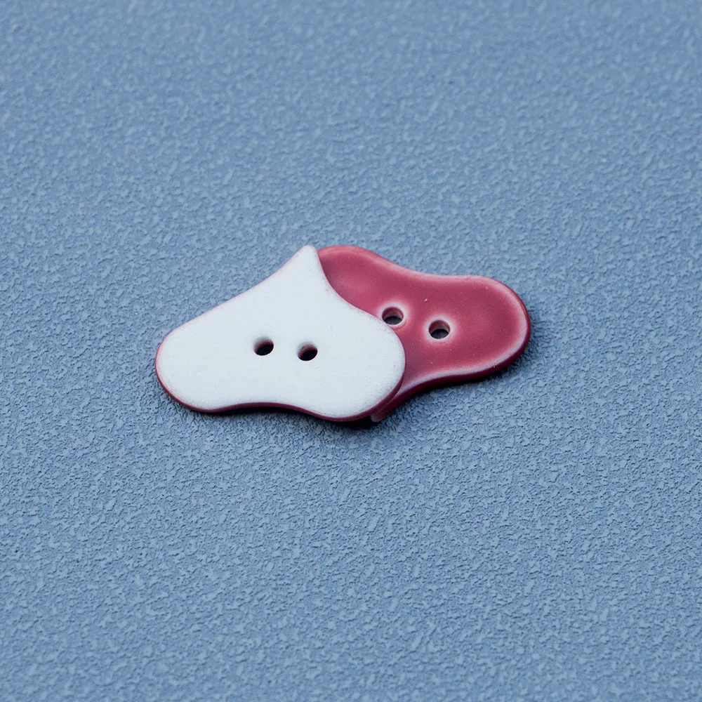 30mm Red Heart Shaped 2-Hole Handmade Ceramic Decorative Buttons 6pcs