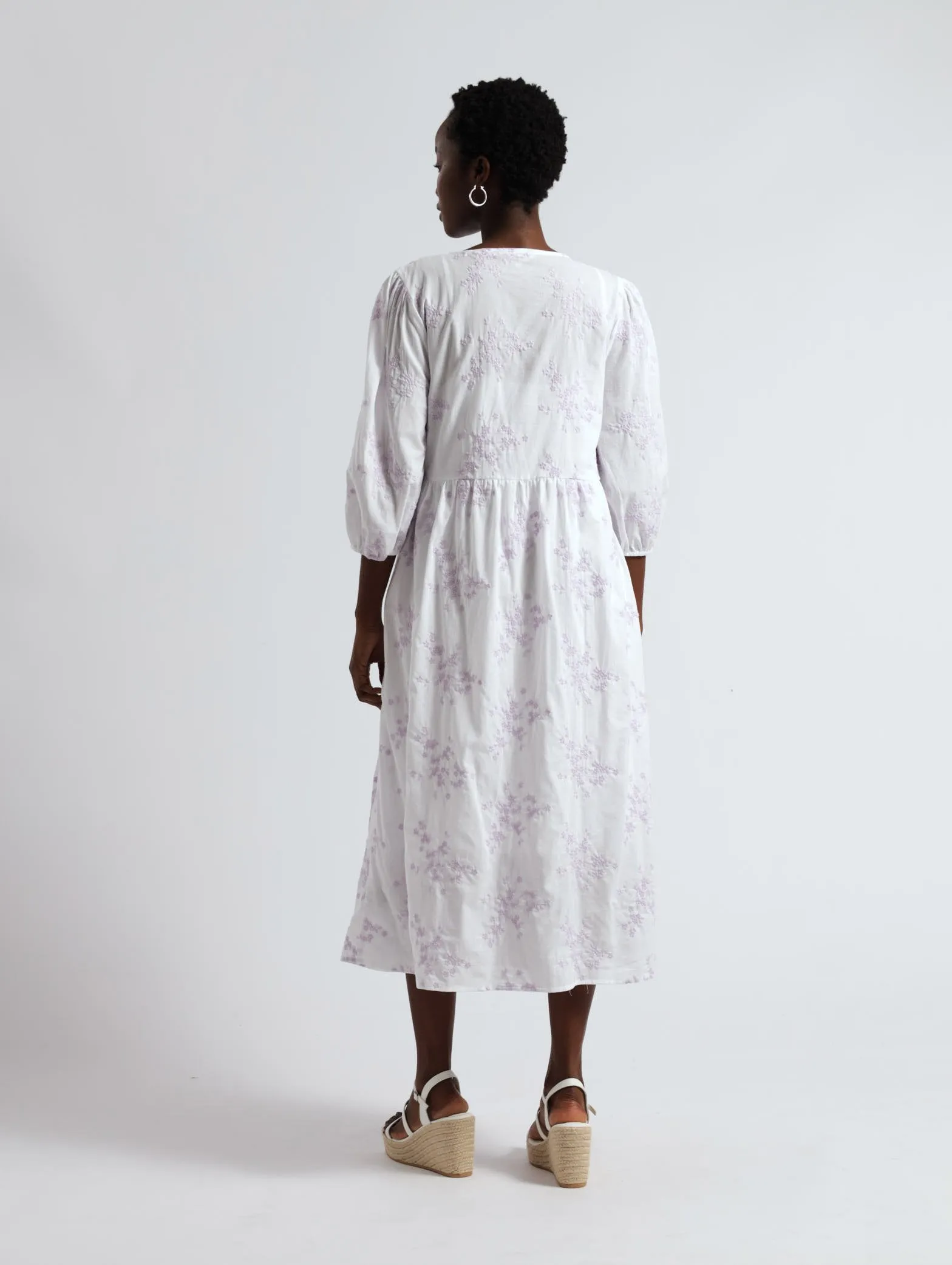 A Line Embrodiered Wrap Dress - White