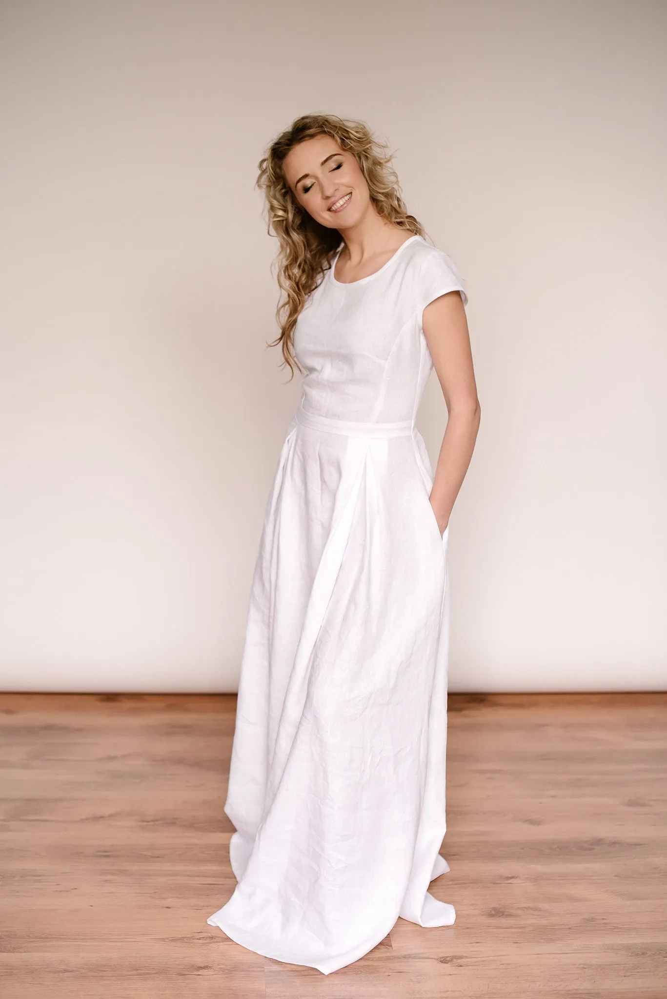 A-Line Linen Wedding Dress