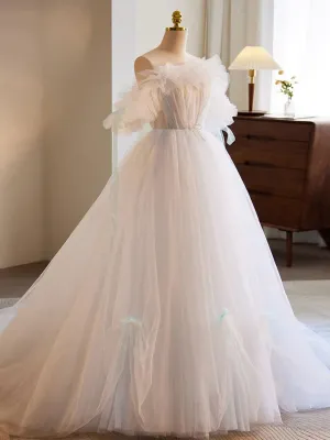 A-line Tulle Long Prom Dresses Formal Dresses