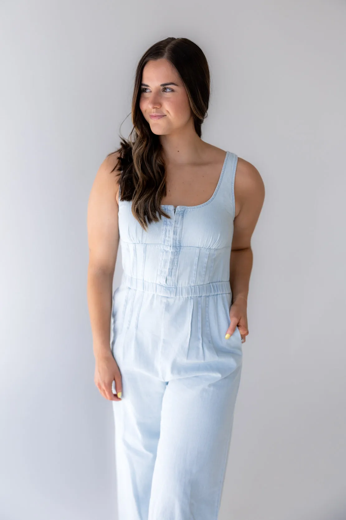 Abby Tied Back Jumpsuit | Light Denim