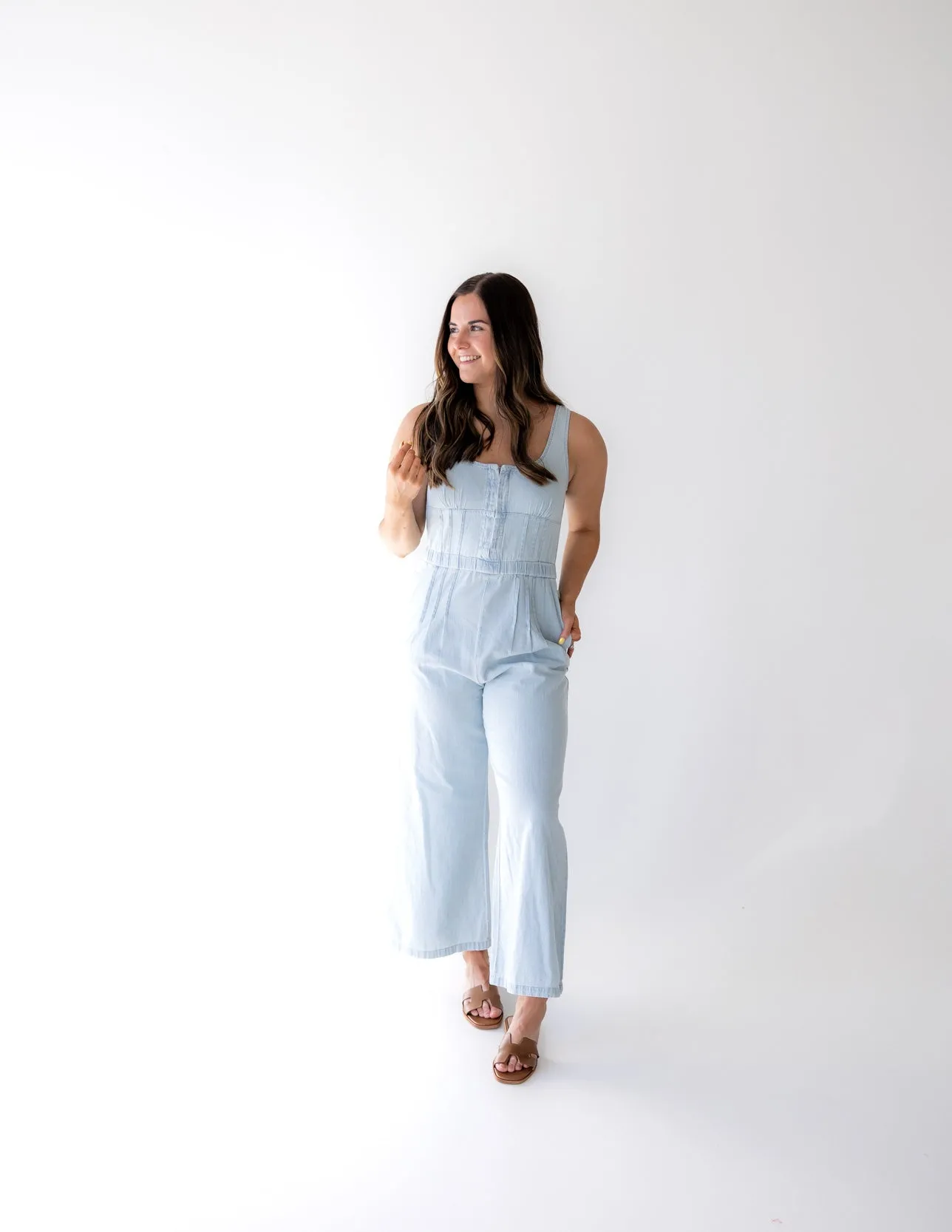 Abby Tied Back Jumpsuit | Light Denim