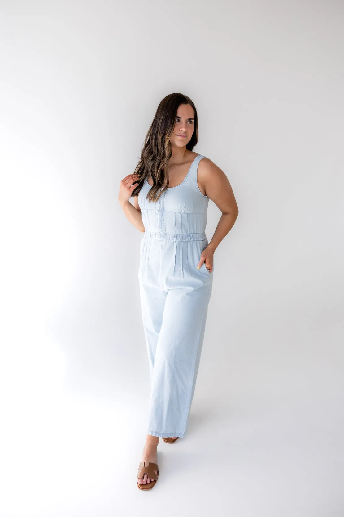 Abby Tied Back Jumpsuit | Light Denim