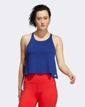 Adidas Womens Yoga Crop Tank Victory Blue/White